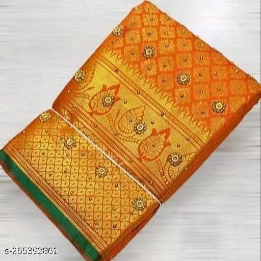 Trendy brocade saree with stone work - Springkart