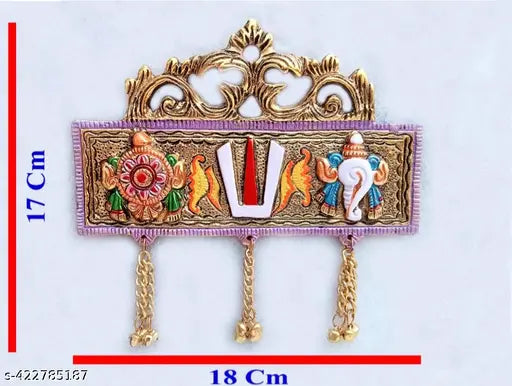 Tirupati Balaji Latkan For Door Metal Colourful Wall Hanging Shankh Chakra Namah Latkan Decorative Showpiece - Springkart
