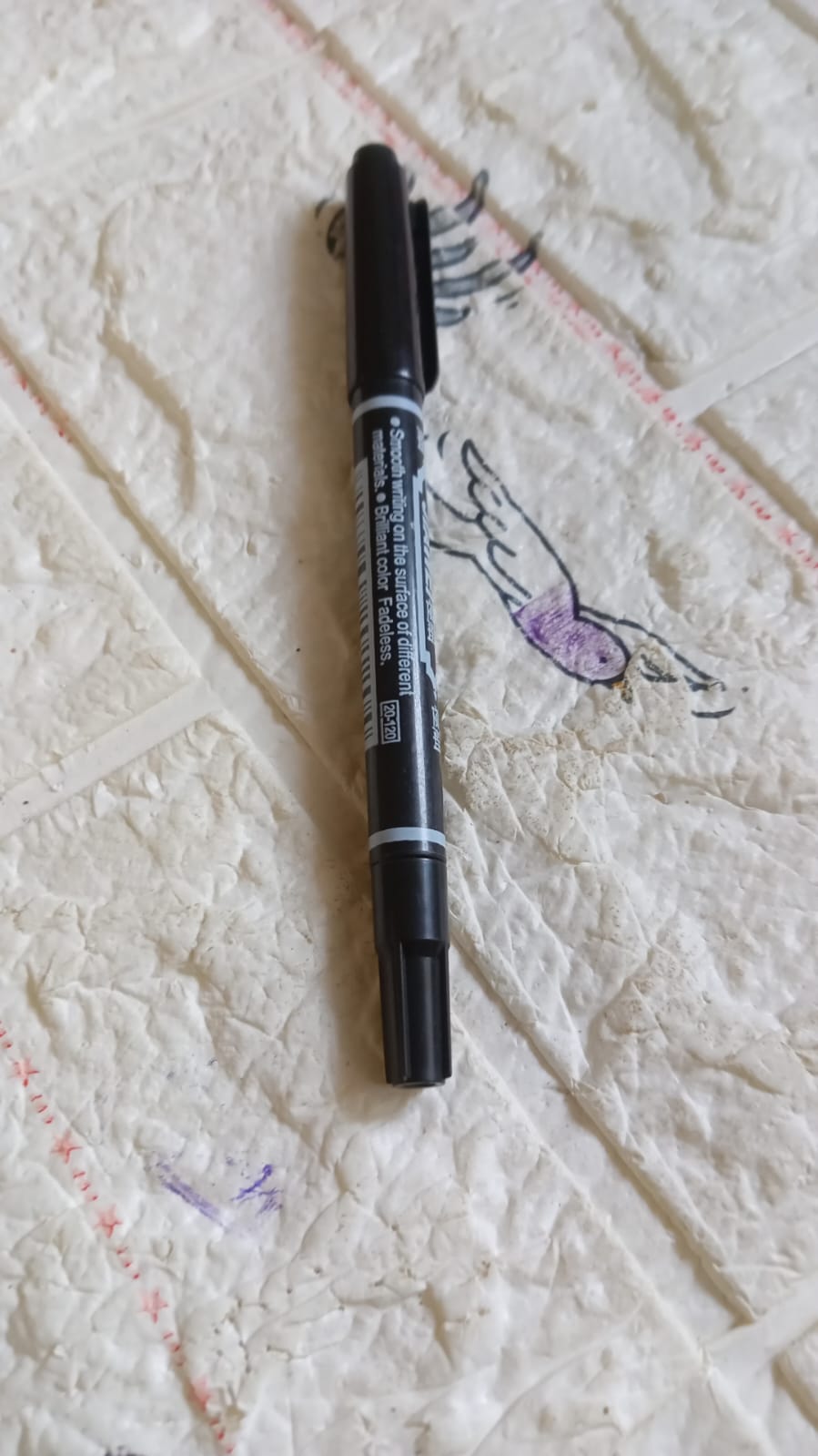 2Sided pen & Marker Office Products School, Office Supplies Stationery Marker Pen, Double Marker Black Ink Waterproof Marking Pen for Students (1 Pc) - Springkart