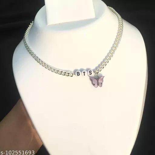 KPOP BTS BAND necklace with butterfly charm - Springkart