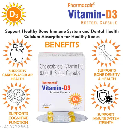 Vitamin D3 Capsule for boosting immunity, Healthy bones and Strong muscles (20 Caps) - Springkart
