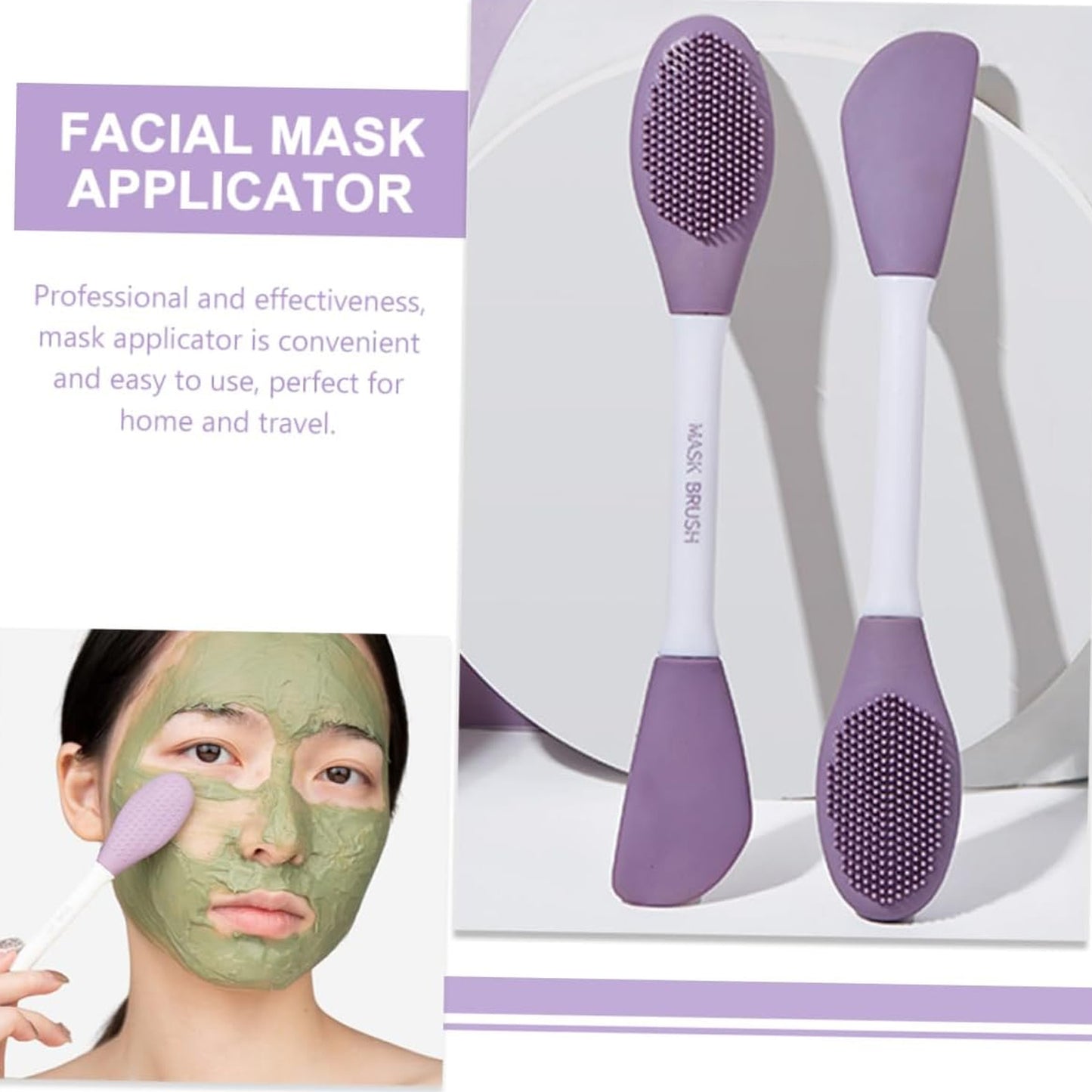 12532 Double-headed Silicone Mask Brush Face Cleansing And Applying Mud Mask Beauty Salon Special Brush Smear Tool Facial Scrub Silicone Wash Scrubber Face Tools (1 Pc) - Springkart