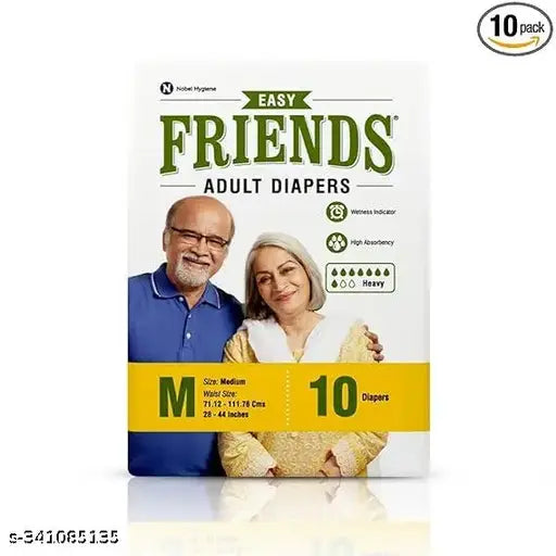 Adult Diapers Tape Style - 10 Count (Medium) with odour lock and Anti-Bacterial Absorbent Core- Waist Size 28-44 Inch ; 71.12-111.76cm - Springkart