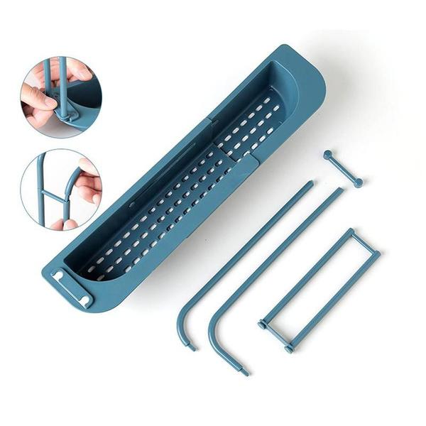Telescopic Adjustable Faucet Rack Dish Brushes Sponge Storage Shelves Sink Drain - Springkart