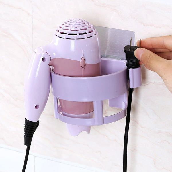 Self Adhesive Hair Dryer Holder Bathroom Wall Storage Shelf Organizer Stand - Springkart