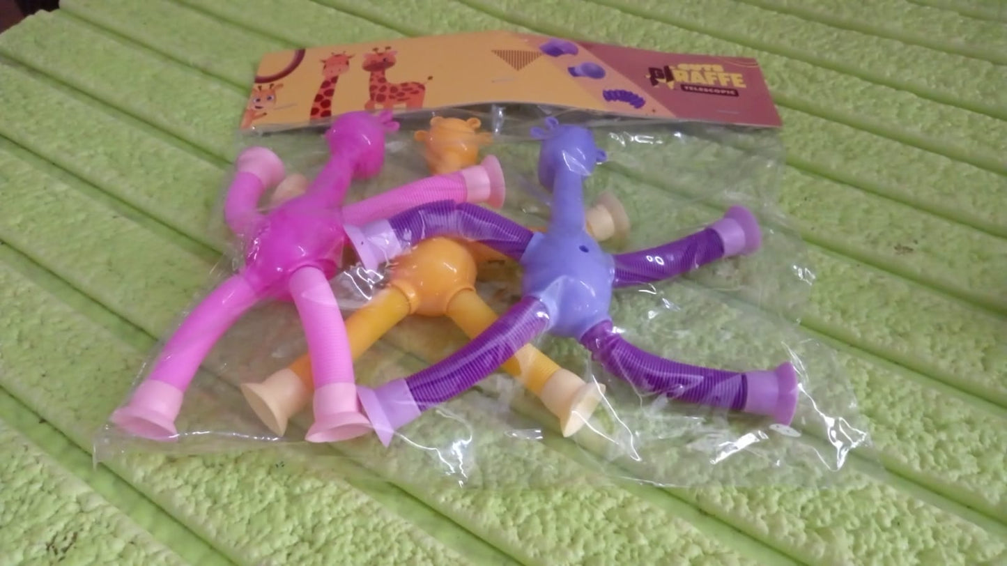 LED Telescopic Suction Cup Giraffe Toy, Pop Tubes Fidget Toys, Shape Changing Telescopic Sensory Tubes Fidget Tubes Sensory Toys Suction Toy, Funny Gift (3 Pcs Set) - Springkart