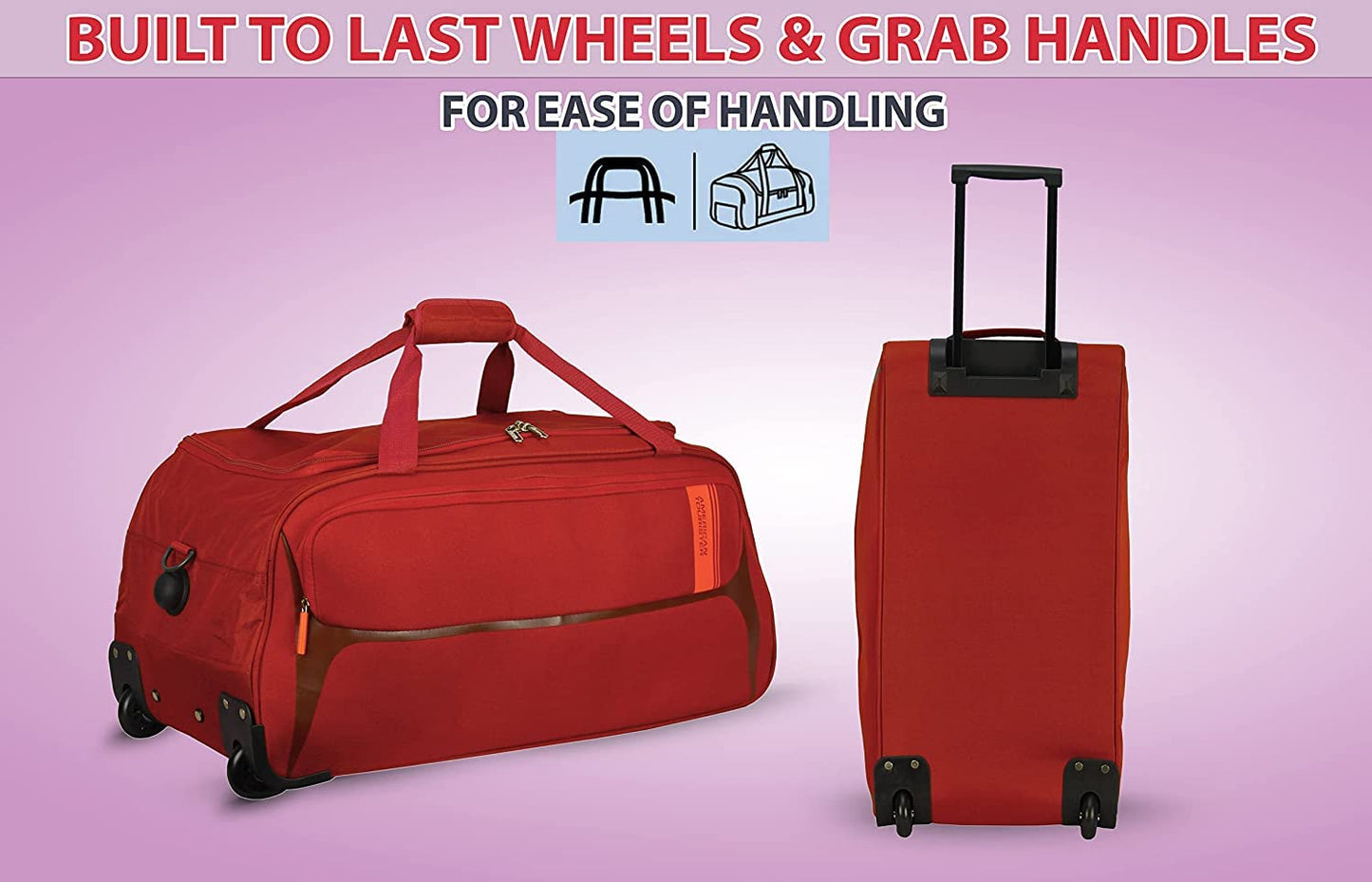American Tourister Polyester 65 Cms Travel Wheel Duffle Carry-On Luggage (Red), 32 Centimeters
