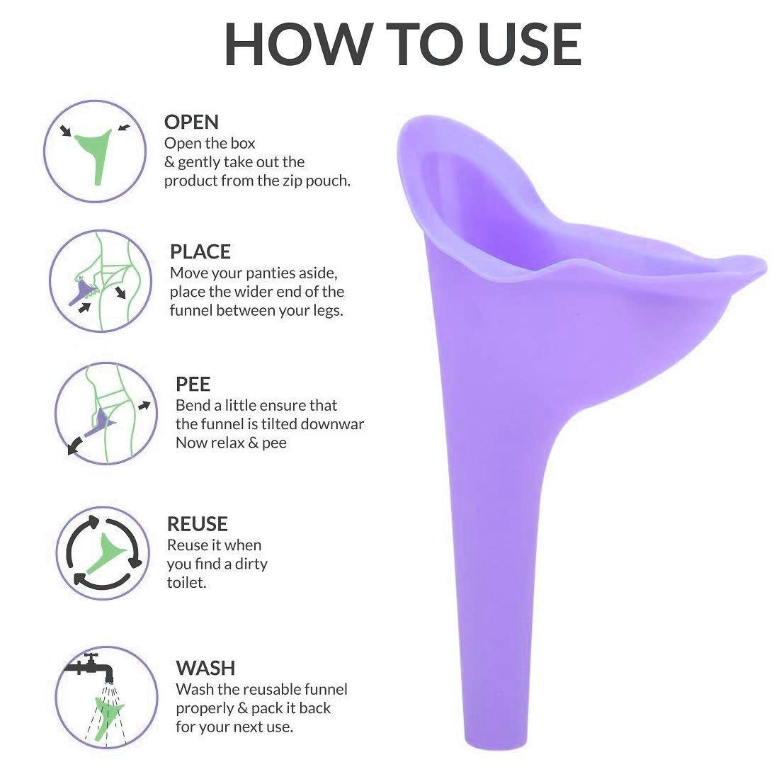 Stand And Pee Reusable Portable Urinal Funnel For Women - Springkart