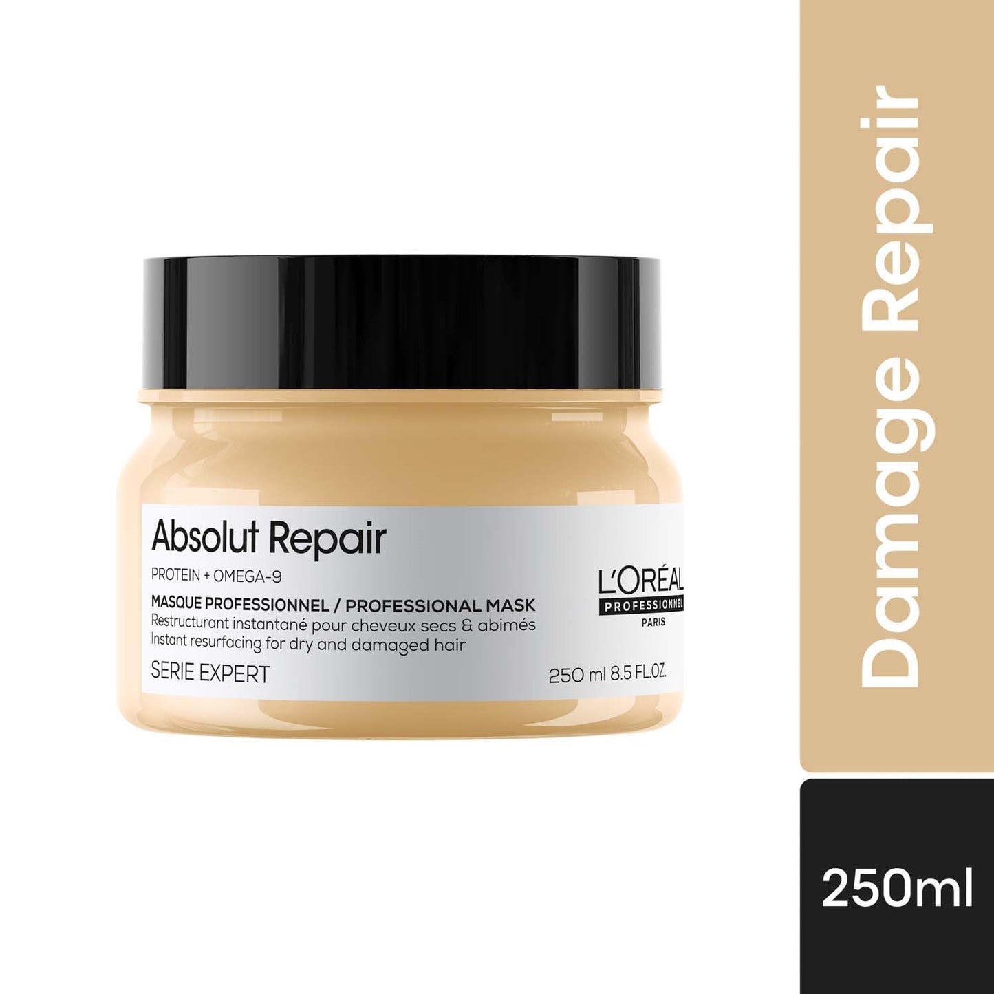 L'Oréal Professionnel Absolut Repair Mask for Dry & Damaged Hair - 250ml | Professional mask for Strengthening and Repairing Hair, With Protein & Omega-9, For Men & Women - Springkart