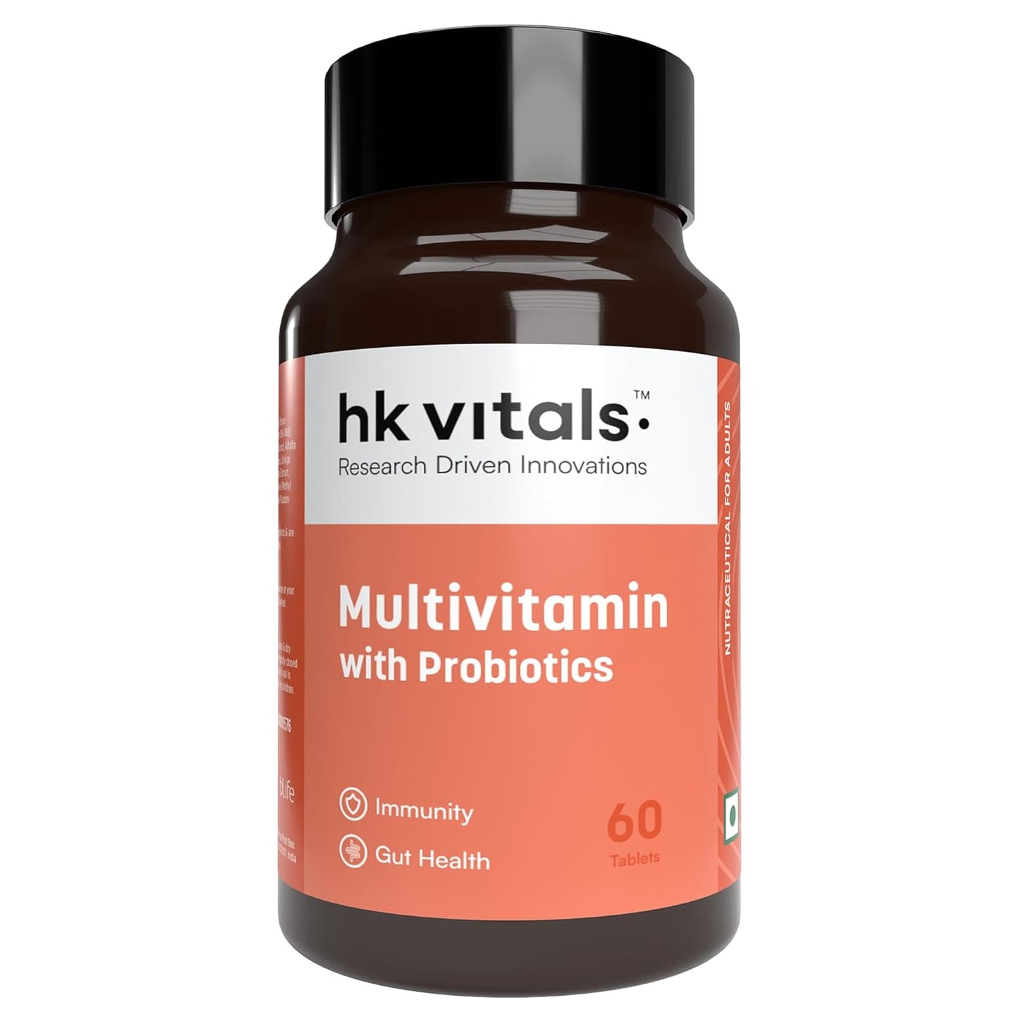 HealthKart hk vitals Multivitamin with Probiotics (60 capsules) | For Men and Women | Vitamin C, Vitamin B, Vitamin D, & Zinc, Supports Immunity and Gut Health, 1 count - Springkart