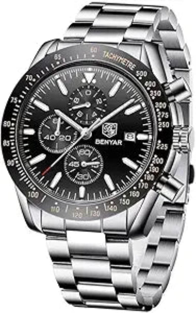 BENYAR Men's Luxury Chronograph Watch ā Business, Casual | Quartz Movement with Date Display | Stylish Wristwatch | Gift for Men