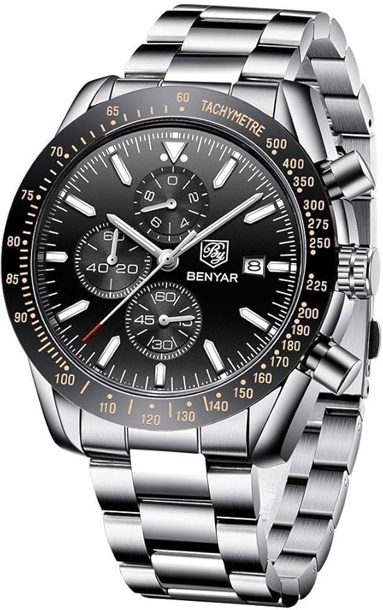 BENYAR Men's Luxury Chronograph Watch – Business, Casual | Quartz Movement with Date Display | Stylish Wristwatch | Gift for Men