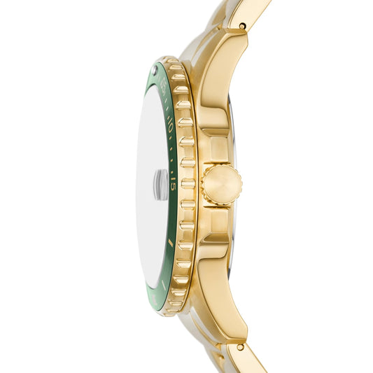 Fossil Analog Green Dial Men's Stainless Steel Watch-FS6030