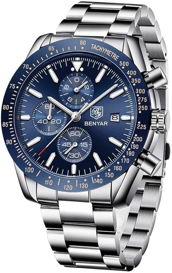 BENYAR Men's Luxury Chronograph Watch – Business, Casual | Quartz Movement with Date Display | Stylish Wristwatch | Gift for Men