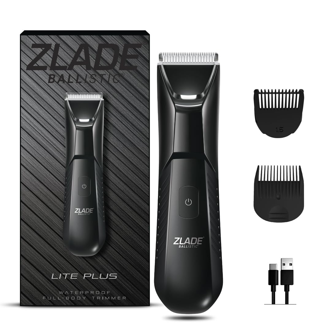 Zlade Ballistic TURBO 3.0 Full Body Manscaping Trimmer for Men | Beard, Body, Balls, Pubic Hair, Private Parts | IPX7 Waterproof, No Nicks or Cuts | 90 Mins Non Stop Runtime | 5 Mins Wireless or USB C Fast Charging | 2 Speed Turbo Mode for Beard or Body