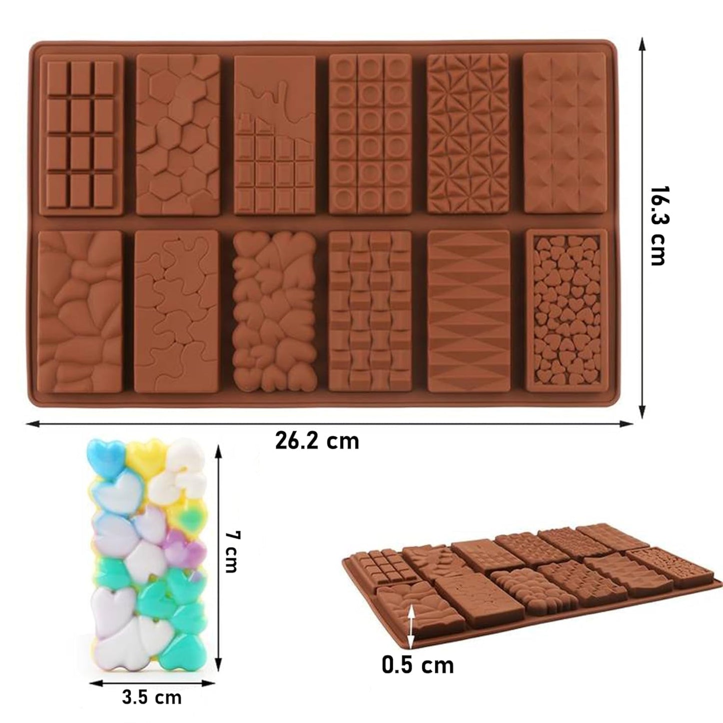 KARP Silicone Multi Chocolate Bar Mould/Chocolate Making And Shaping Mould/Love Mould Waffle Shape Chocolate Mould For Jelly, Candy, Fondant (Chess Shape Chocolate Mold), 10 CM - Springkart