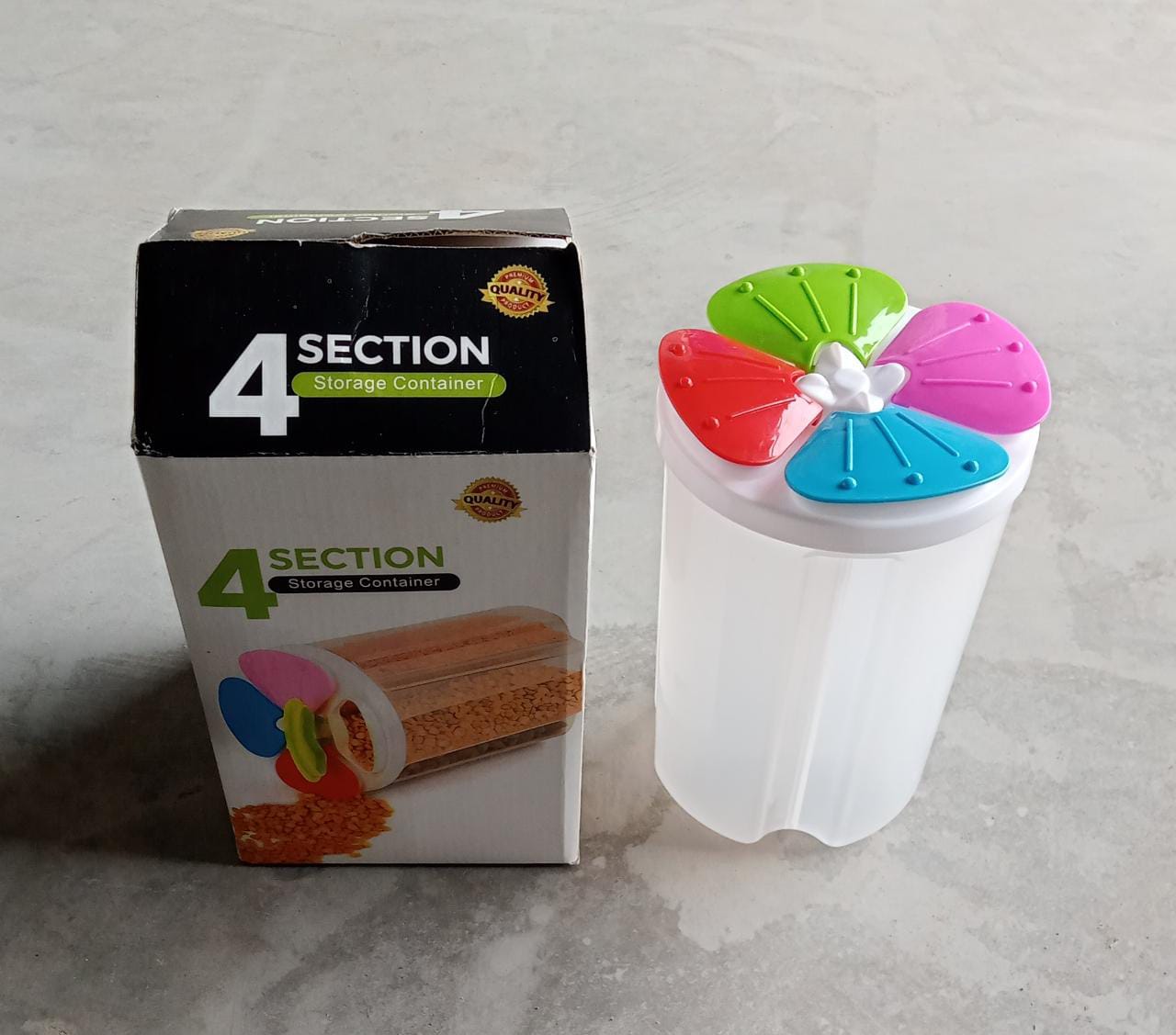 4 Section Storage containers airtight Transparent Food Plastic Storage Container - Springkart