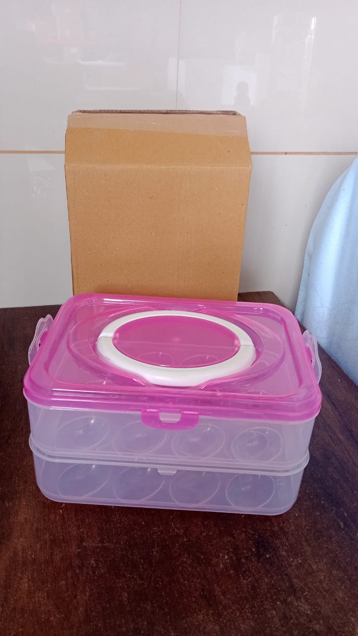 Double Layer 24 Grid Egg Storage Box for Egg Storage Container - Springkart