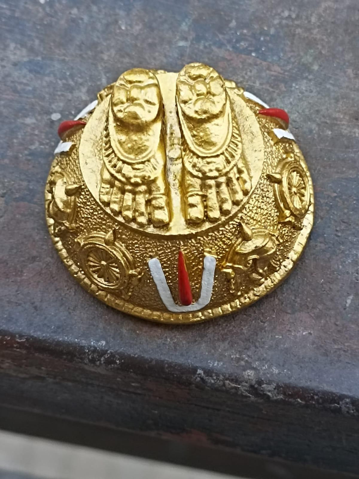 Gold Plated Antique Lord Balaji Charan Paduka - Springkart