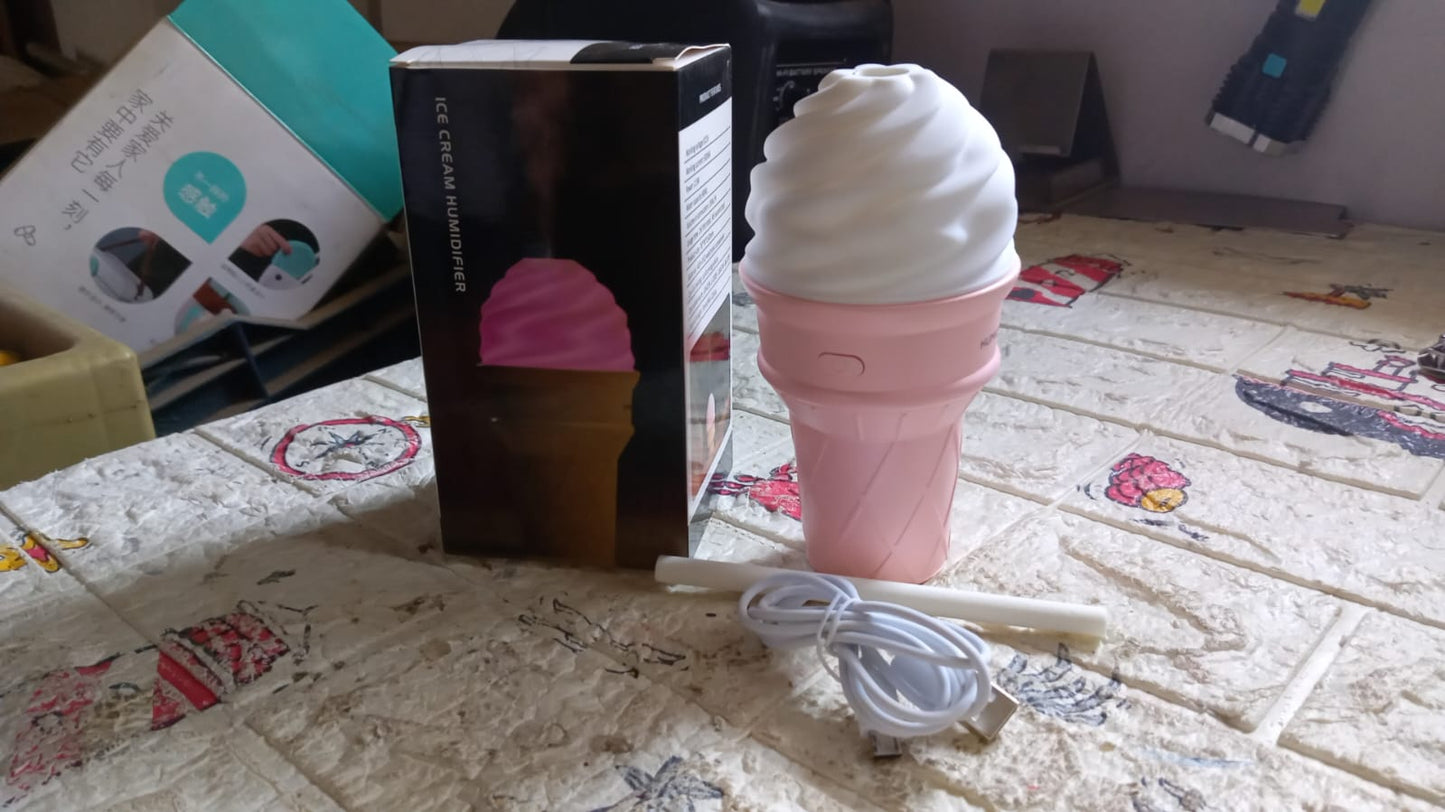 Ice Cream Design LED Humidifier for Freshening Air & Fragrance (Multicoloured) - Springkart