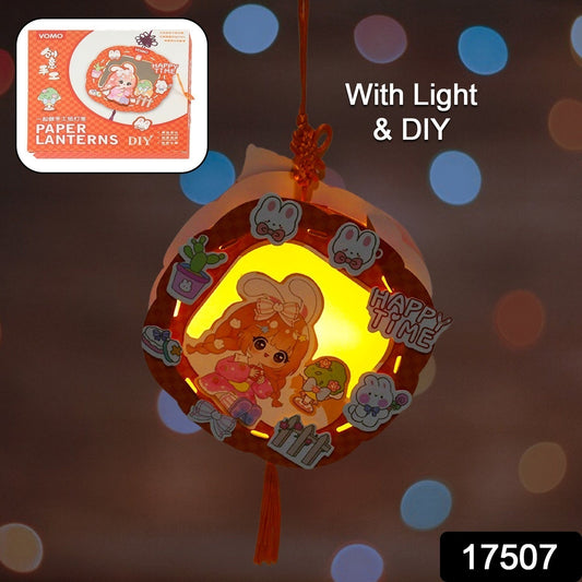 DIY Traditional Lanterns Handmade Cartoon Paper Lanterns, Antique Portable Lantern Hollow-Out Projection Luminescent LED Lamp DIY Hanging Paper Lanterns for Festival Party Decor - Springkart