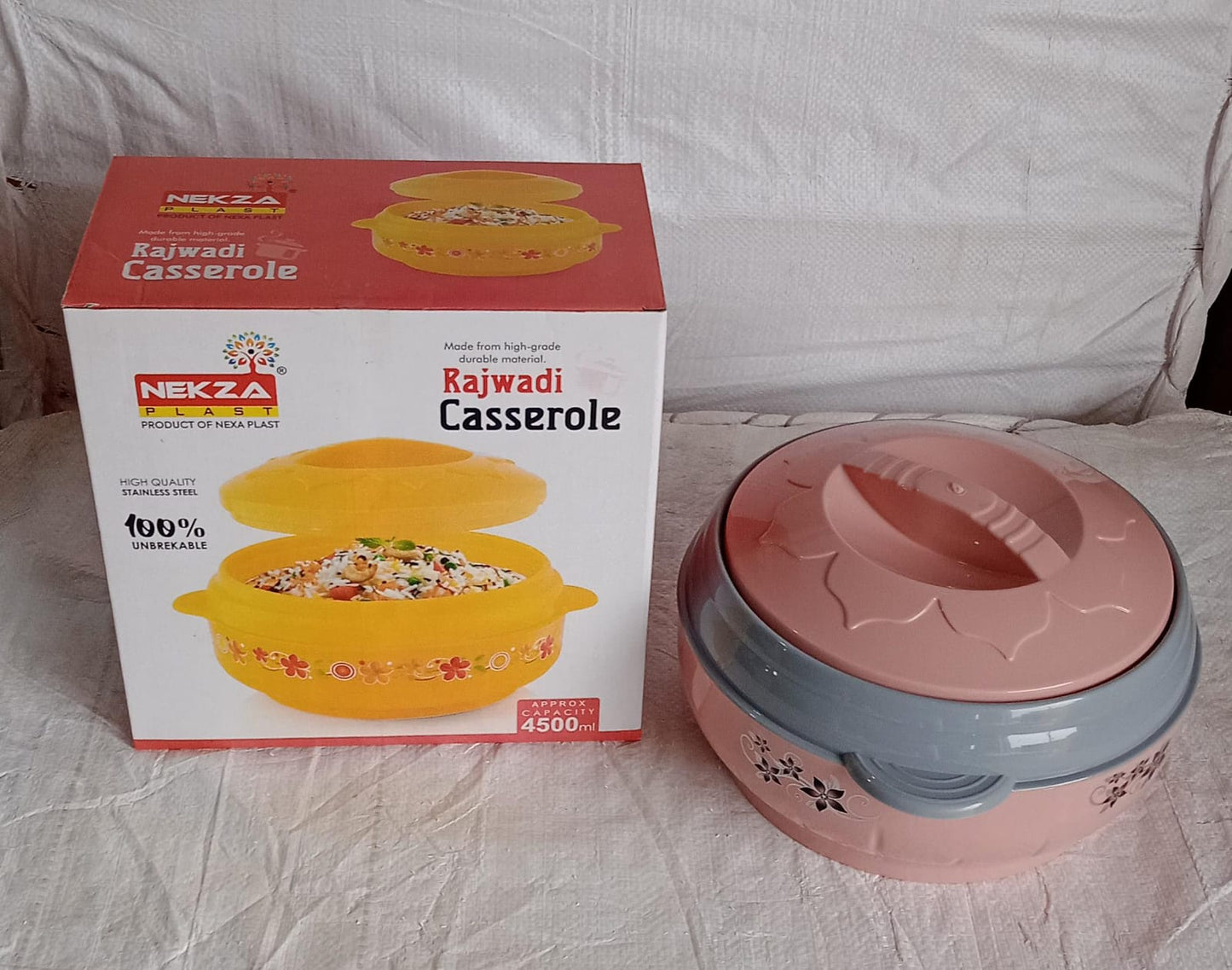 4500ml Insulated Casserole Box (Steel): Floral Print, Keeps Food Hot/Cold - Springkart