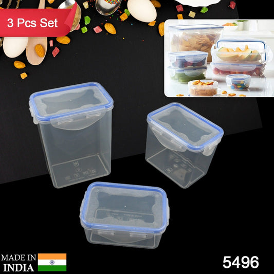 Kitchen Storage Container Set with Food Grade Plastic and Air Seal Lock Lid for Storage of Grocery, Spices, Dry fruits Use For Home, Office, Restaurant, Canteens (3 Piece Set) - Springkart