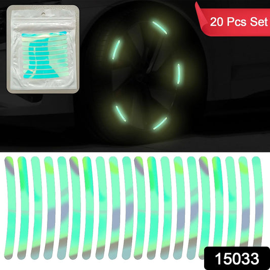 Car Wheel Hub Reflective Car Stickers, Night Warning Stickers (20 Pcs Set/ Multicolored) - Springkart