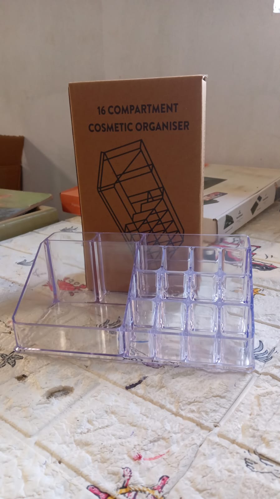 16 Compartment Cosmetic Makeup Jewellery Lipstick Storage Organiser Box, Cosmetic Storage Box Make-up Lipstick Organizer / Lipstick Holder Case Transparent - Springkart