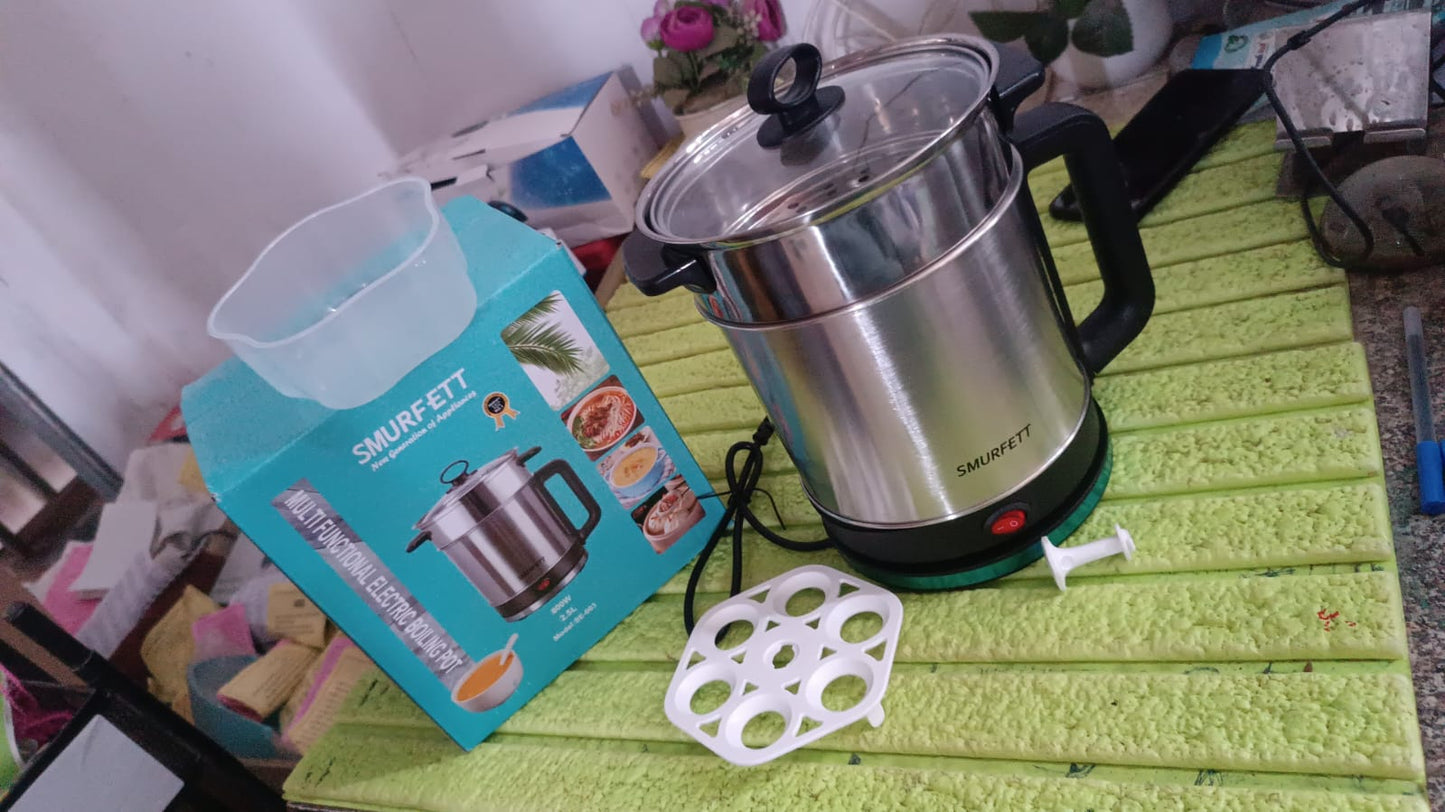 Soup Pot with Lid, Stainless Steel Multi Cooker Kettle (800W / 2.5 Ltr.) - Springkart