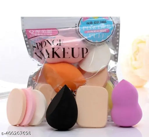 Women's & Girl's Multicolor Makeup Kit (Eyeshadows + Compact + Blusher + Lipsticks) All in 1 Makeup Kit +6 in 1 puff +5 pcs brush+ eyeliner pack of 13