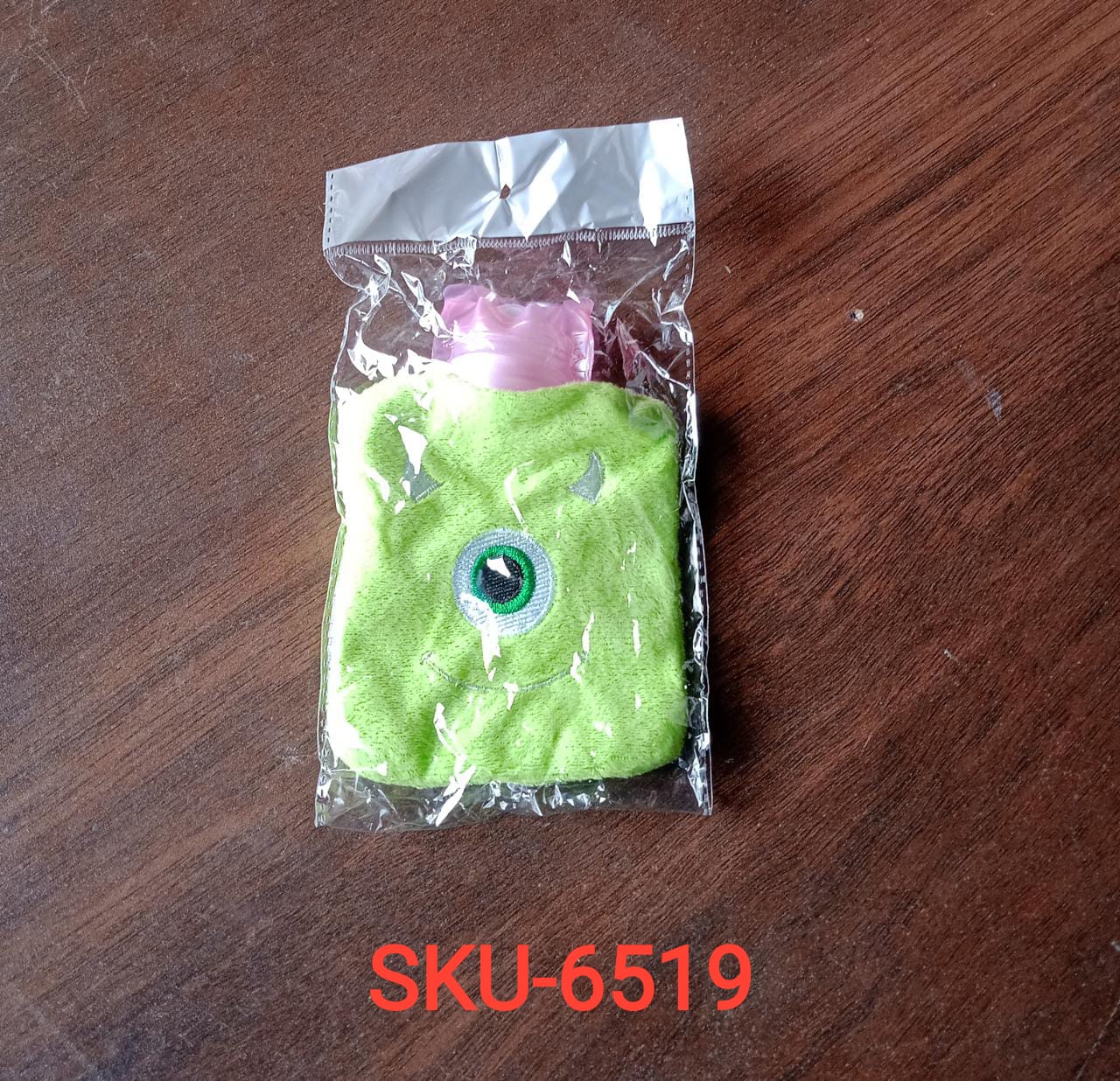 Green One-Eyed Monster Print Small Hot Water Bag with Cover for Pain Relief - Springkart