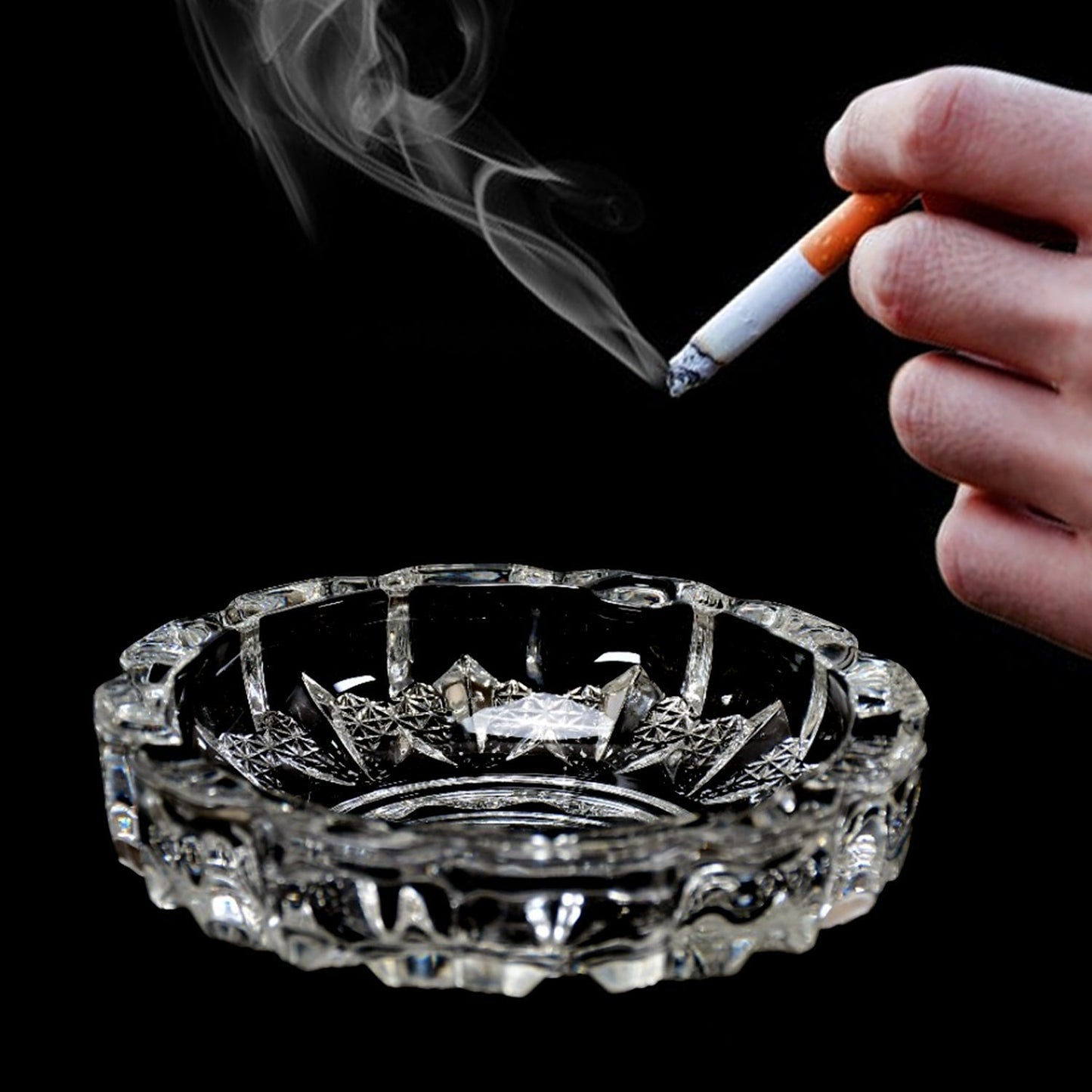 paricutin Glass Crystal Quality Cigar Cigarette Ashtray Round Tabletop for Home Office Indoor Outdoor Home Decor - Springkart