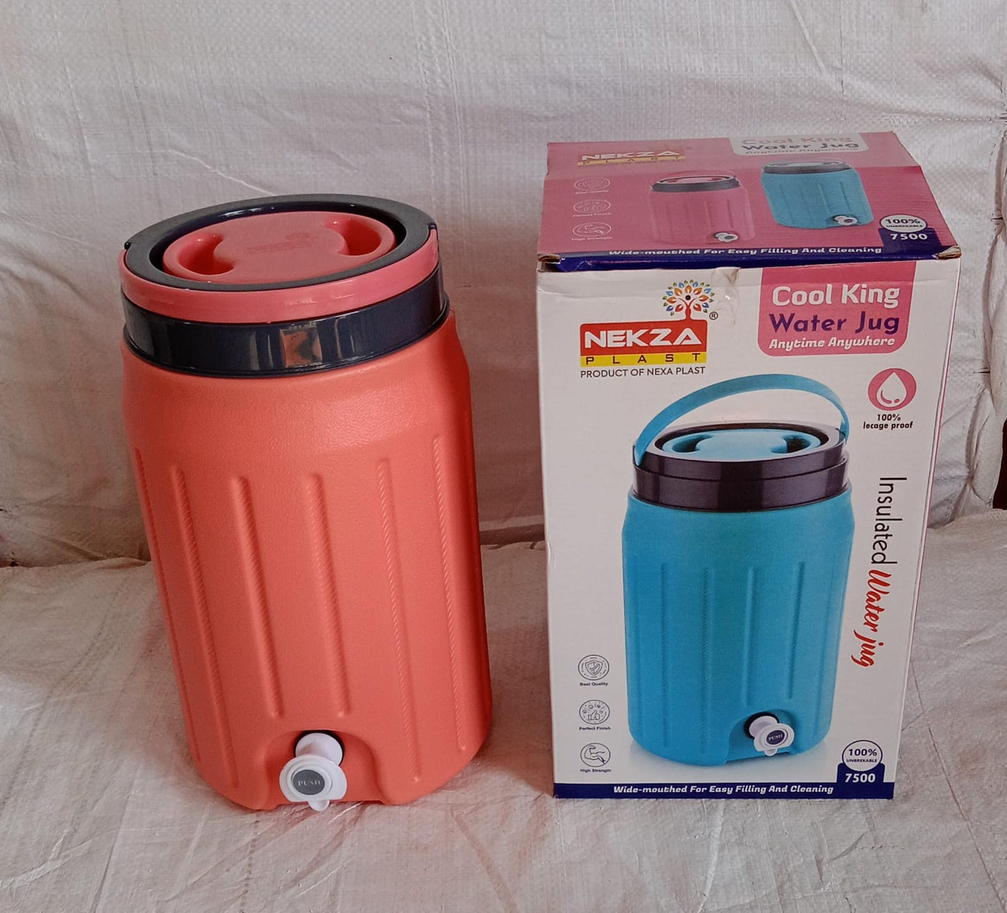 Insulated Water Jug with Tap (7500ml): Leakproof, Travel Cooler - Springkart