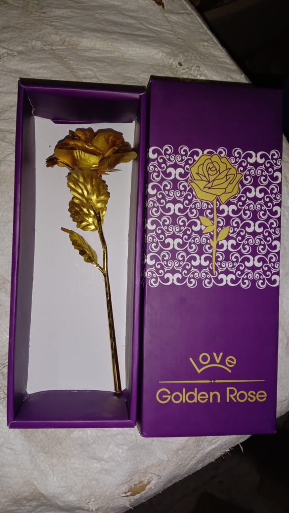Luxury Decorative Gold Plated Artificial Golden Rose with Premium Box - Springkart