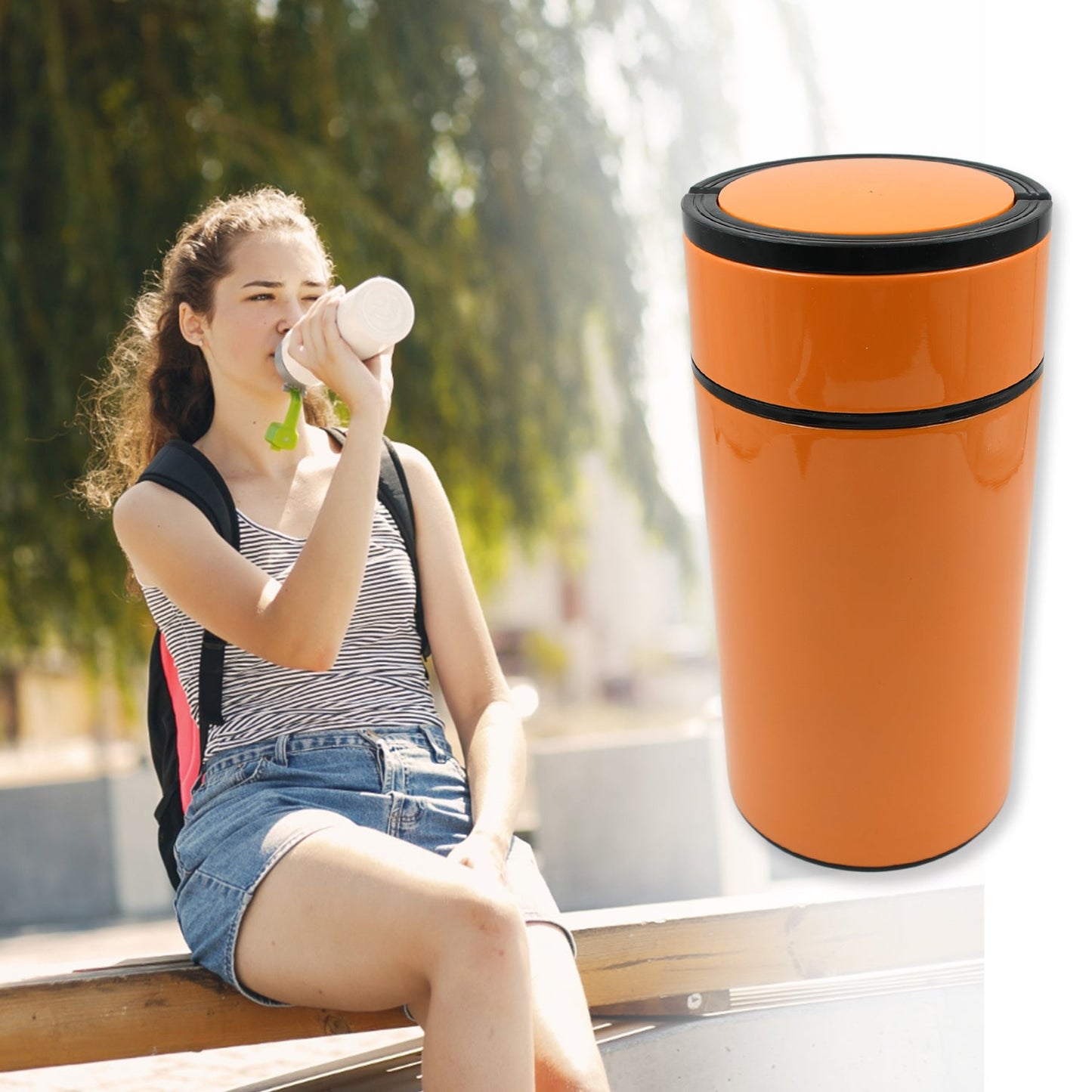 Stainless Steel Water Bottle With Foldable Spoon & Handle Easy to carry, Leak Proof, Rust Proof, Hot & Cold Drinks, Gym Sipper BPA Free Food Grade Quality, Steel fridge Bottle For office / Gym / School (1000 ML) - Springkart