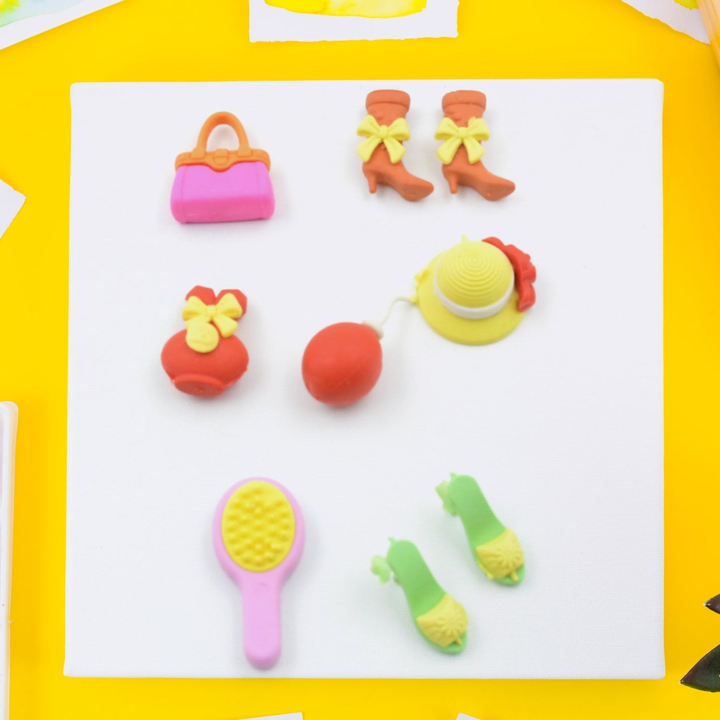 Fancy & Stylish Mini Erasers for Kids (9 Pc Set) - Fun Designs, Party Favors - Springkart