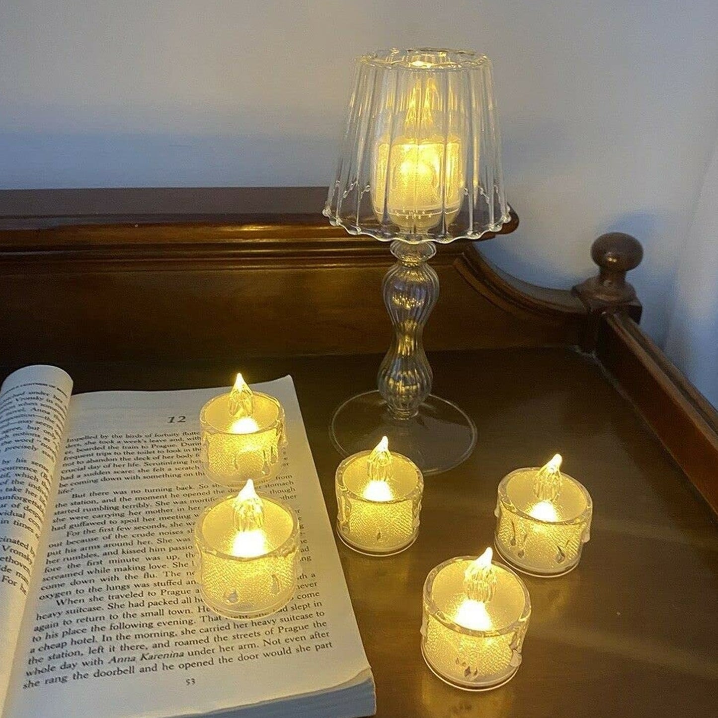 12 Pcs Flameless and Smokeless Decorative Acrylic Candles Transparent Led Tea Light Candle for Gifting, House, Diwali, Christmas, Festival, Events Decor Candles - Springkart