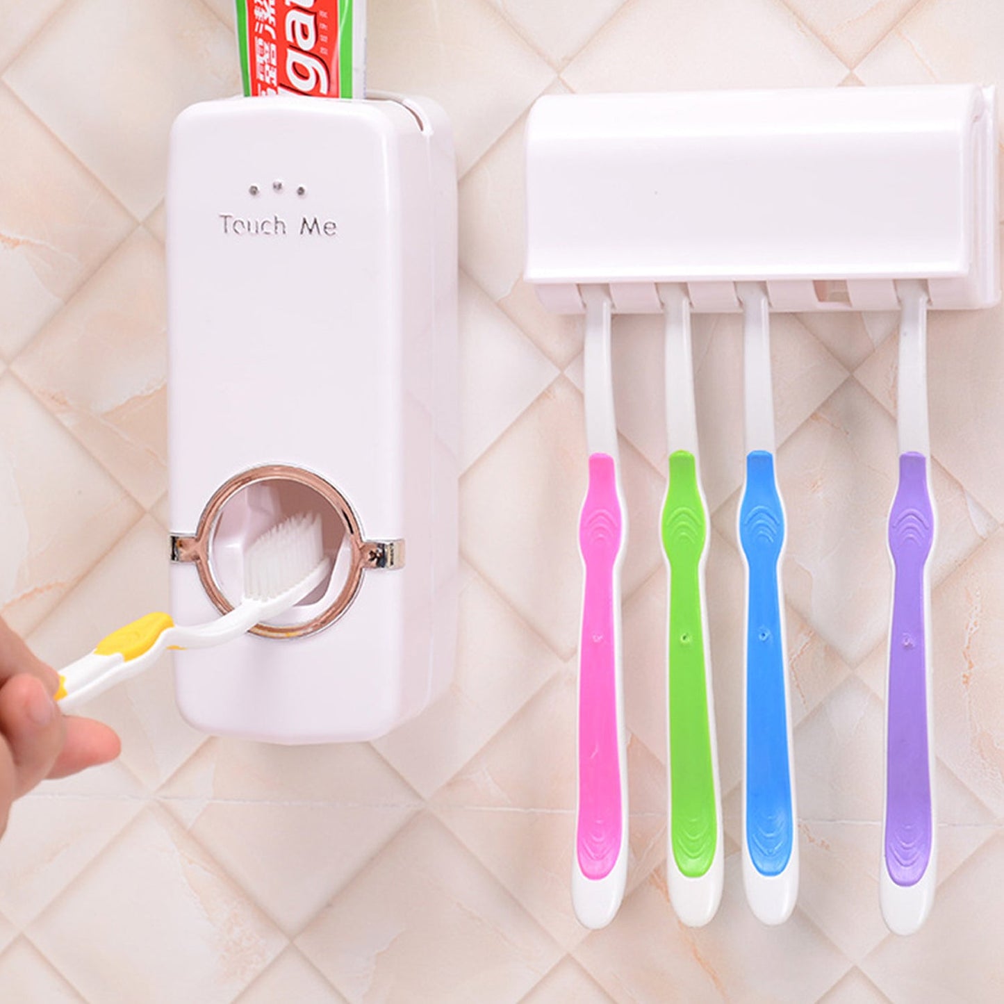 Toothpaste Dispenser & Tooth Brush Holder - Springkart