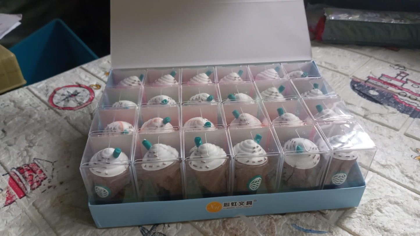 2In1 3D Cute Coffee Or Ice cream Shape sharpner Like Rotary Manual Pencil Sharpener for Kids Ice Cream Style Office School Supplies, Back to School Gift for Students,Kids Educational Stationary kit, B'Day Return Gift (24 Pcs Set) - Springkart