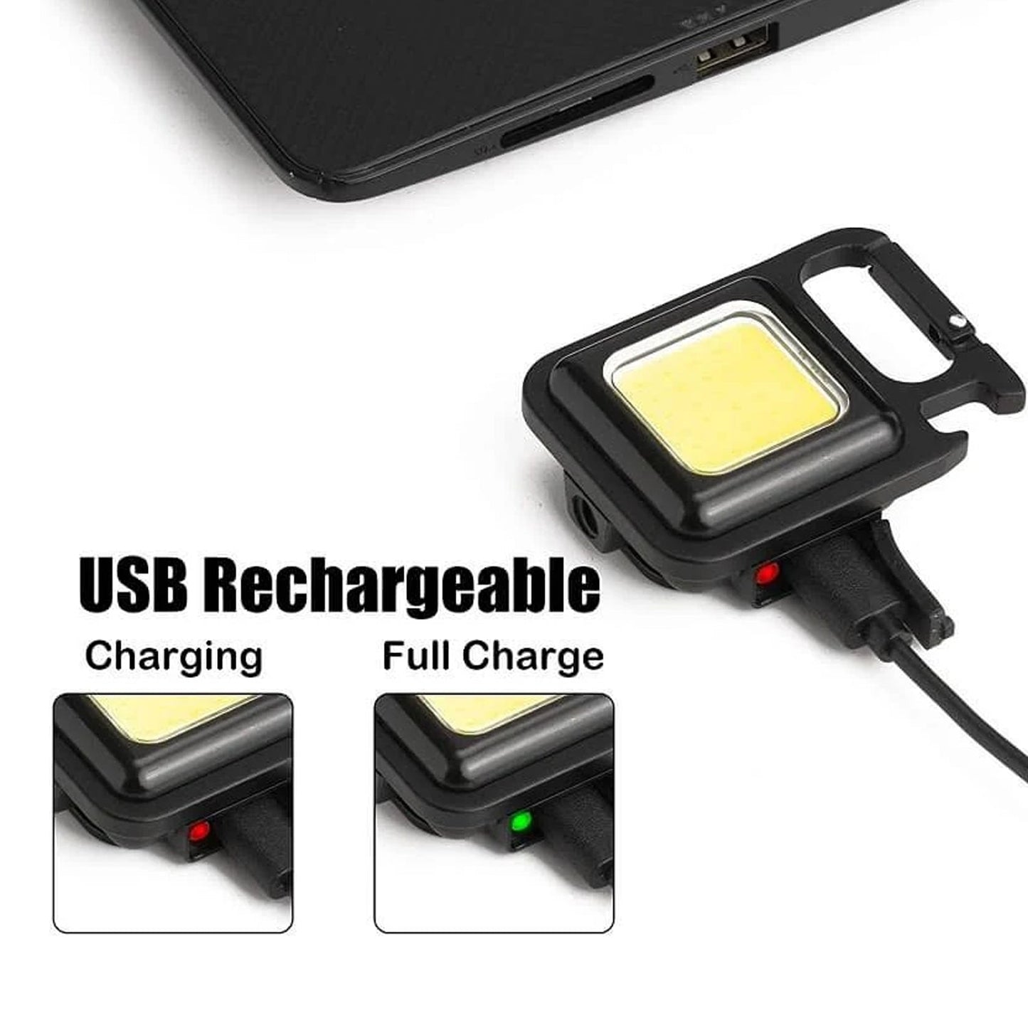 Rechargeable Keychain Mini Flashlight with 4 Light Modes,Ultralight Portable Pocket Light with Folding Bracket Bottle Opener and Magnet Base for Camping Walking - Springkart