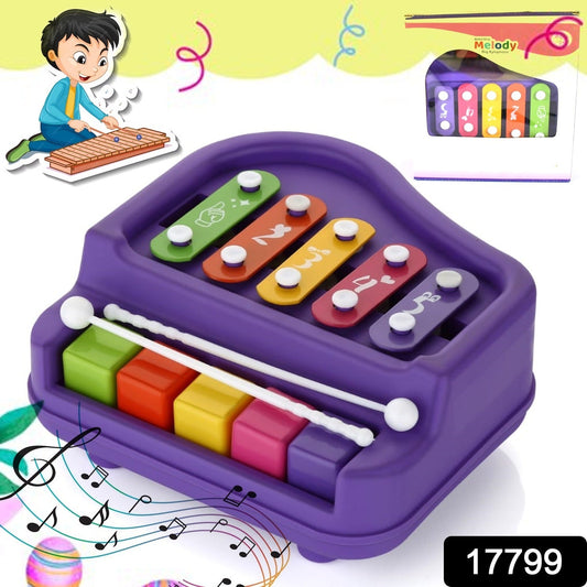 2 in 1 Baby Piano Xylophone Toy for Toddlers, 5 Multicolored Key Keyboard Xylophone Piano, Preschool Educational Musical Learning Instruments Toy for Baby Kids Girls Boys 3+ Years (1 Pc) - Springkart