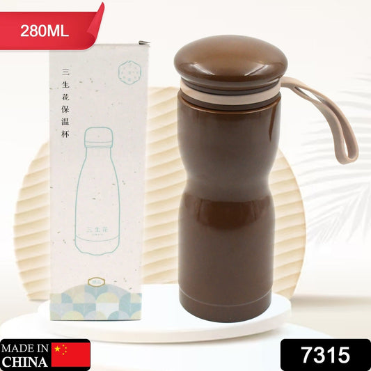 Stainless Steel Flask Water Bottle With Dori Easy To Carry, Fridge Water Bottle, Leak Proof, Rust Proof, Hot & Cold Drinks, Gym BPA Free Food Grade Quality, For office/Gym/School (280 ML) - Springkart