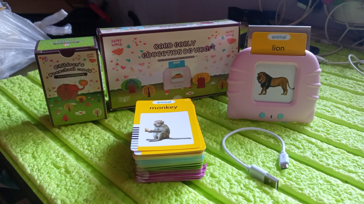 Preschool Learning Toys Flash Cards for Small Kids Educational Toys English Words Learning Machine for Kids with 224 Words, Birthday Gift for Kids Intelligent Electric Kids Language Card (1 Set) - Springkart
