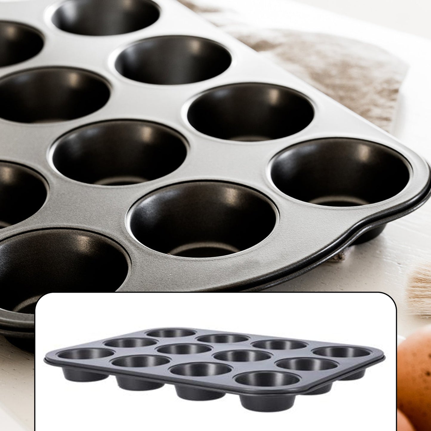 Nonstick Aluminium Muffin Tray Cupcake Pan Tray (12 Cup Cavities) - Springkart