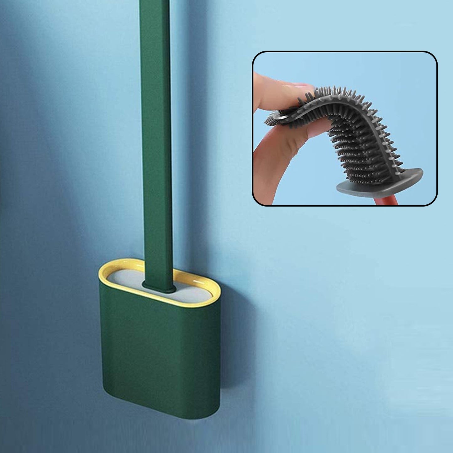 Silicone Toilet Brush with Holder Stand for Bathroom Cleaning - Springkart