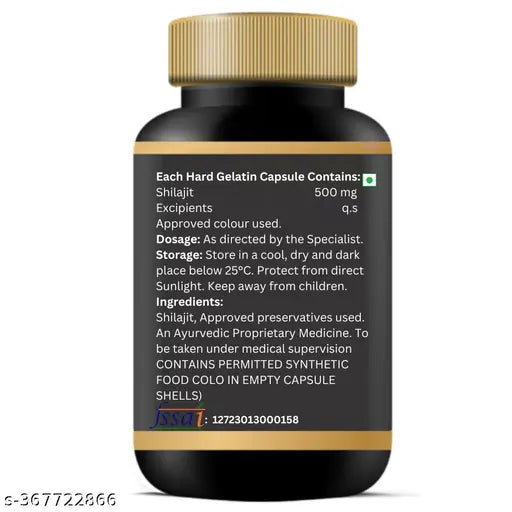 MANLY METHOD Parbal Shilajit Capsules- Natural Energy Booster, Stress Reliving, Increase Fertility Stamina timing (500mg/capsules) 60 capsules