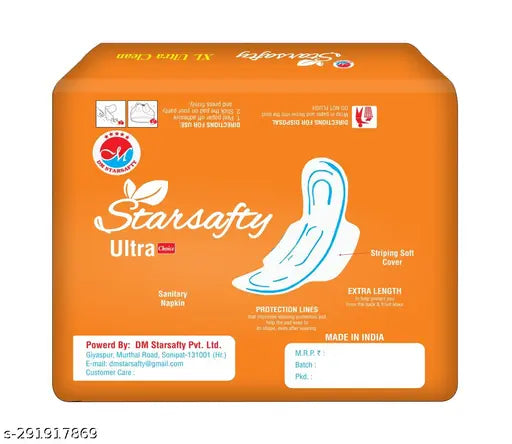 Starsafty Ultra Choice With Wings 280MM XL-63 pads (pack off)-9 All Night Protection With Wings Extra Long Sanitary pads for women Fabric Best brands Ladies napkin wear use Female Organic Period products