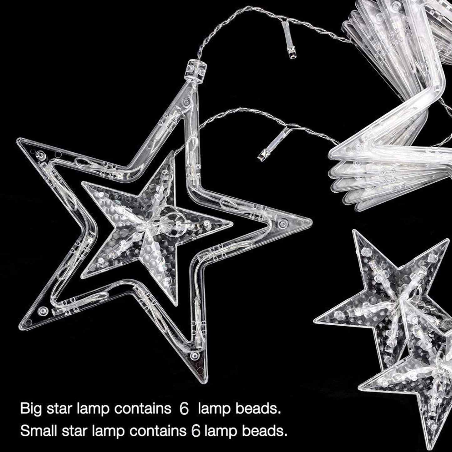 1278 12 Stars Curtain String Lights Window Curtain Lights With 8 Flashing Modes Decoration For Festivals - Springkart