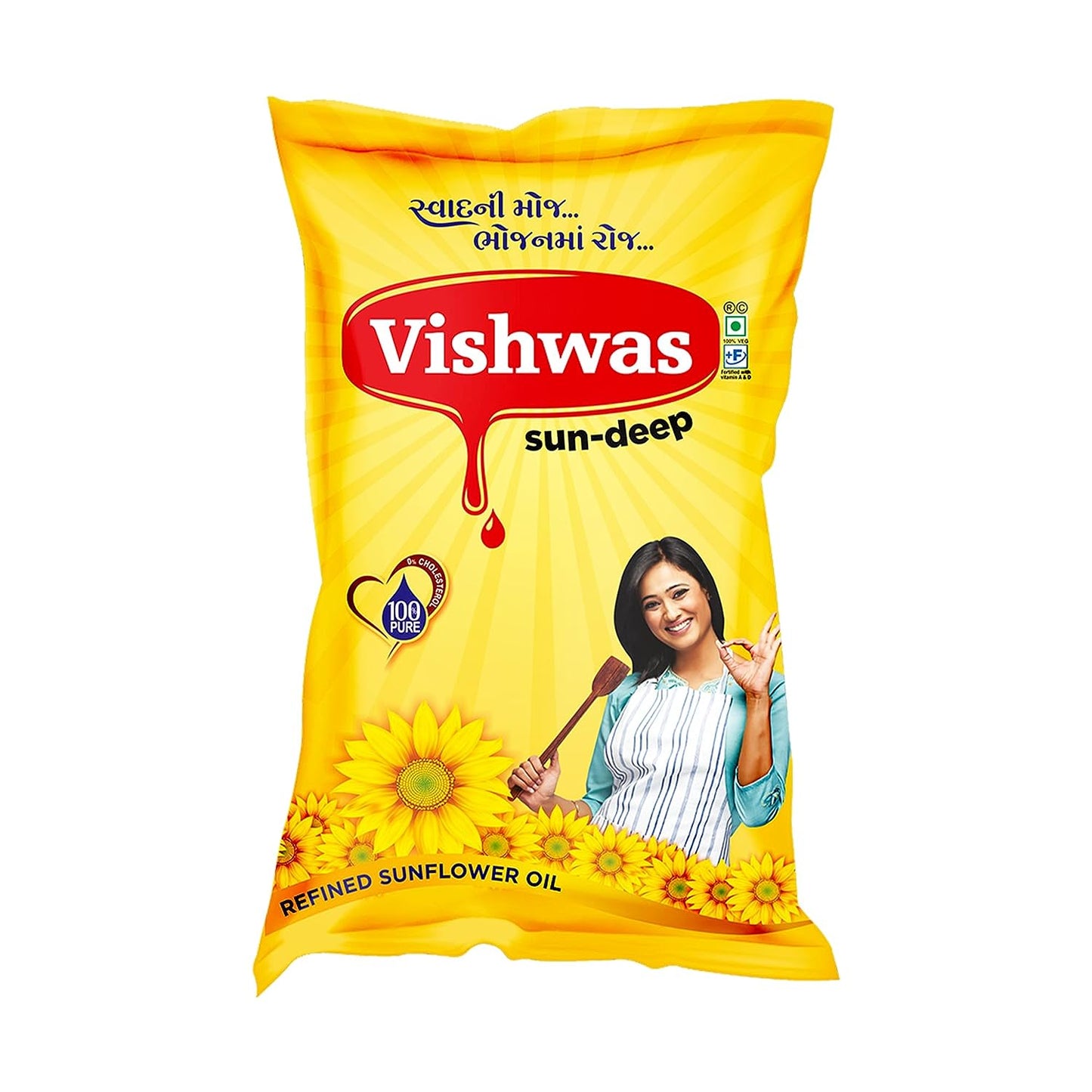 Vishwas Sunflower Oil Jar & Pouch | Refined Sunflower Oil 100% Natural and Pure Sunflower Cooking Oil (Pack Of 5) - Springkart
